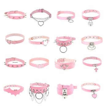 Pink Choker Cosplay Leder Collar Kawaii 1
