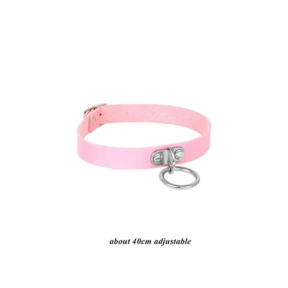 Pink Choker Cosplay Leder Collar Kawaii 5