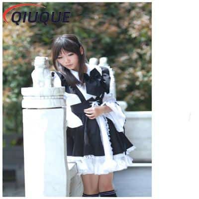 Women Maid Outfit Anime Long Dress Black and White Apron Dress Lolita Dresses Men Cafe Costume Cosplay Costume Горничная Mucama 4