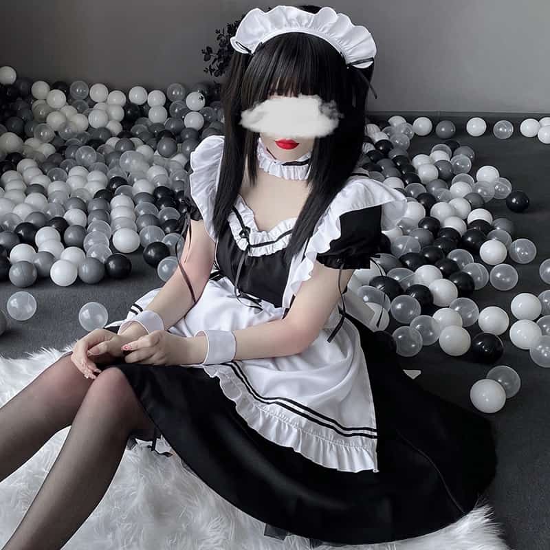 Japanese Anime Cosplay Costume High Quality Black White Maid Outfit Apron Dress Plus Size Women Sexy Lingerie Stage Uniform New 3