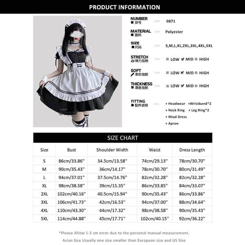 Japanese Anime Cosplay Costume High Quality Black White Maid Outfit Apron Dress Plus Size Women Sexy Lingerie Stage Uniform New 6
